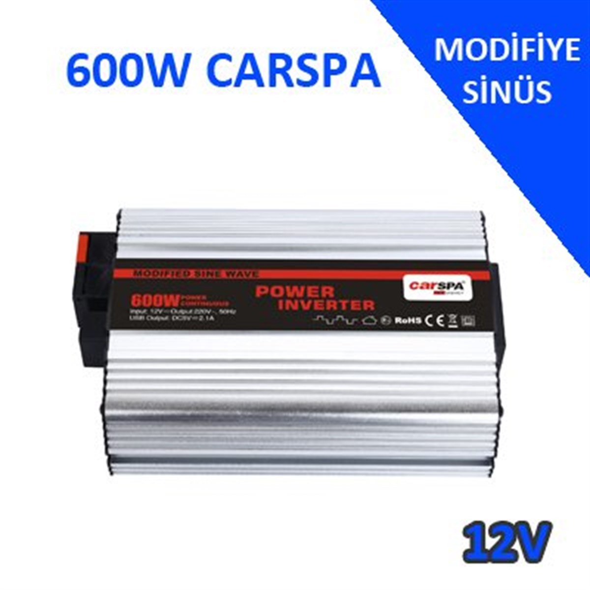 Carspa 12V 600W Modifiye Sinüs İnverter (220V Çevirici)