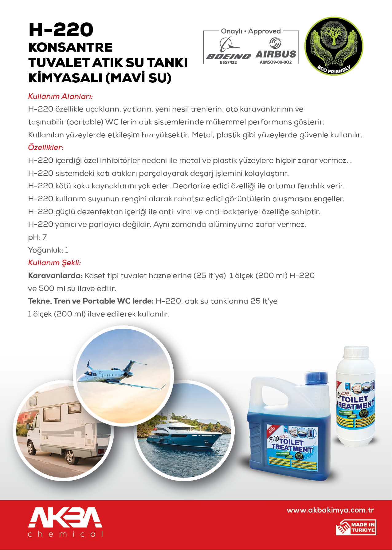 H-220 KONSANTRE  TUVALET ATIK SU TANKI  KİMYASALI (MAVİ SU) 3 Litre